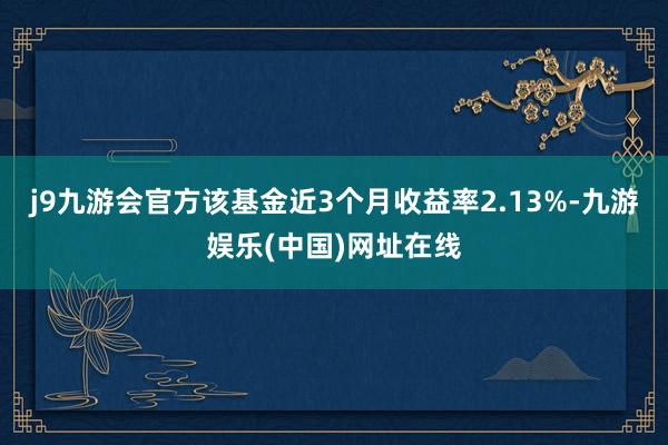 j9九游会官方该基金近3个月收益率2.13%-九游娱乐(中国)网址在线
