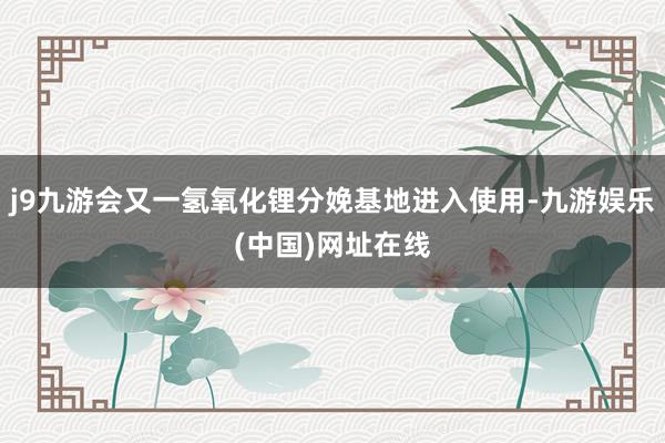 j9九游会又一氢氧化锂分娩基地进入使用-九游娱乐(中国)网址在线
