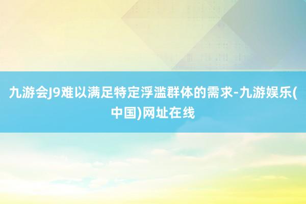 九游会J9难以满足特定浮滥群体的需求-九游娱乐(中国)网址在线