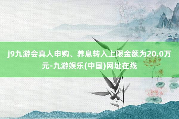 j9九游会真人申购、养息转入上限金额为20.0万元-九游娱乐(中国)网址在线