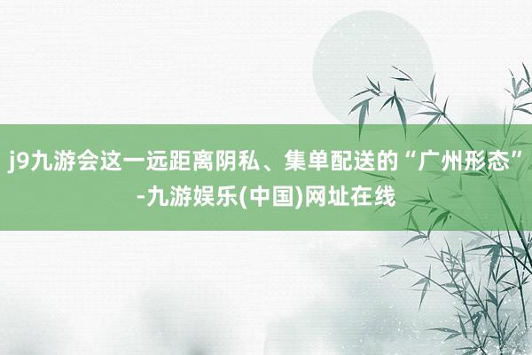 j9九游会这一远距离阴私、集单配送的“广州形态”-九游娱乐(中国)网址在线